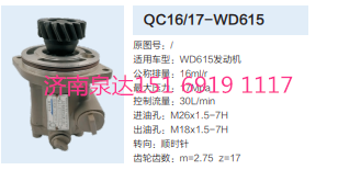 QC16/17-WD615,動力轉(zhuǎn)向齒輪泵,濟南泉達汽配有限公司