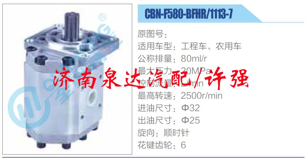 轉向液壓油泵總成/轉向泵總成/助力泵總成/CBN-F580-BFHR，1113-7