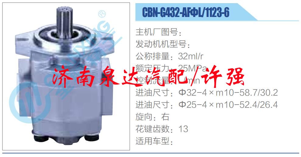 轉向液壓油泵總成/轉向泵總成/助力泵總成/CBN-G432-AFΦL-1123-6