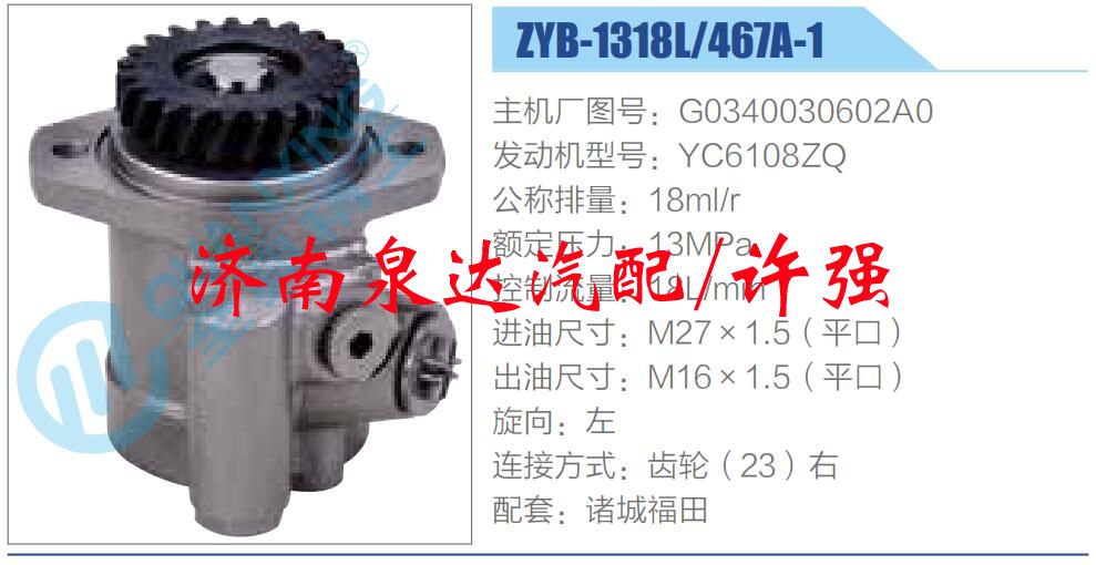 轉向液壓油泵總成/轉向泵總成/助力泵總成/G0340030602A0